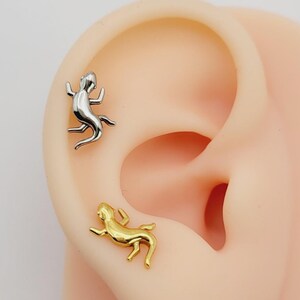 20G/18G/16G Lizard Push Pin Labret, Threadless Flat Back Earrings, Tragus Stud, Flat Back, Helix Stud, Cartilage Nose Stud, Halloween Gift