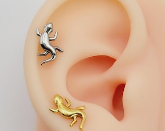 20G/18G/16G Lizard Push Pin Labret, Threadless Flat Back Earrings, Tragus Stud, Flat Back, Helix Stud, Cartilage Nose Stud, Halloween Gift