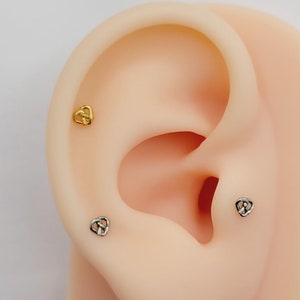 20G/18G/16G Pretzel Flower Push Pin Labret, Threadless Flat Back Earrings, Tragus Stud, Flat Back, Helix, Cartilage Nose, Halloween Gift