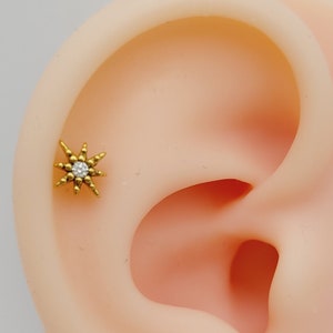 20G/18G/16G STAR Stud Push Pin Labret, Threadless Flat Back Earrings, Tragus Stud, Flat Back Stud, Helix  Cartilage Nose,  Gift For Her