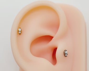 20G/18G/16G Two Stone Stud Push Pin Labret, Threadless Flat Back Earrings, Tragus Stud, Flat Back Stud, Helix, Cartilage, Nose Gift For Her