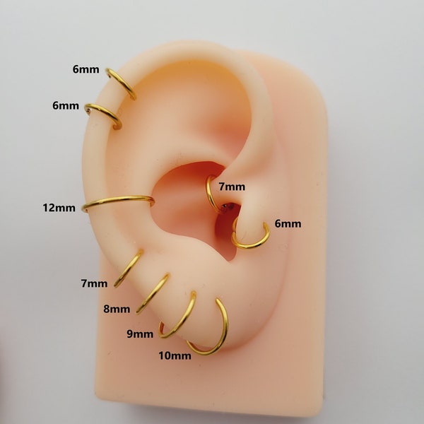 20G/18G/16G Titanium Implant Grade HINGED Segment Nose Ring Hinge Hoop, Helix Earrings, Hinged Segment, Septum Clicker, Cartilage Daith Hoop