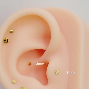 20G/18G/16G Titanium Flat Circle Stud Push Pin Labret, Threadless Flat Back Earrings, Tragus Flat Back Stud, Helix Stud Cartilage, Nose Stud