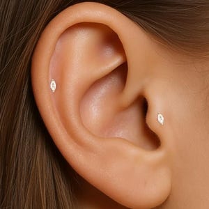 20G/18G/16G Tiny  Marquise Push Pin Labret, Threadless Flat Back Earrings, Tragus Stud, Flat Back, Helix Cartilage, Nose