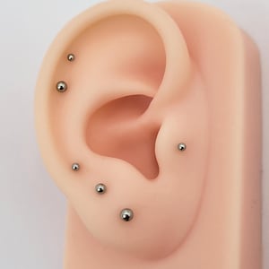 20G/18G/16G TITANIUM Ball Stud Push Pin Labret, Threadless Flat Back Earrings, Tragus Stud, Flat Back Stud, Helix Stud, Cartilage Nose Stud