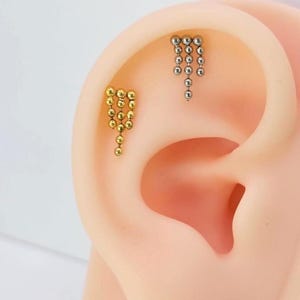 20G/18G/16G Dangle Ball Drop multi  Stud Push Pin Labret, Threadless Flat Back Earrings, Tragus  Flat Back Stud, Helix Stud, Cartilage Nose