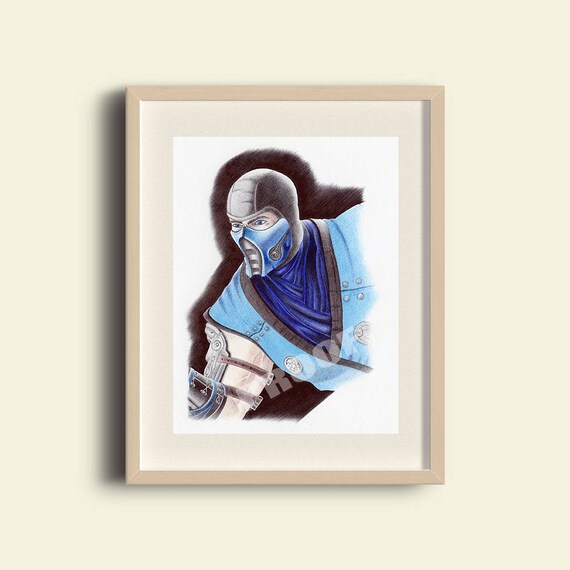 Sub Zero Art Print Mortal Kombat Scorpion Video Game Fighter Etsy