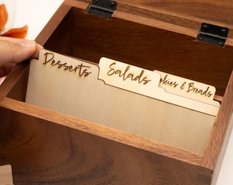 Personalized Recipe Box Divider Tabs | Add-On for Recipe Box | Custom Wooden Dividers for Recipe Organization