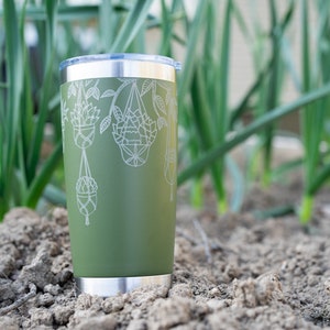 Succulent Lover Travel mug | House plant lover gift | Plant Mom | Full wrap around design on a 20 oz Engraved Insulated Tumbler w/Clear Lid