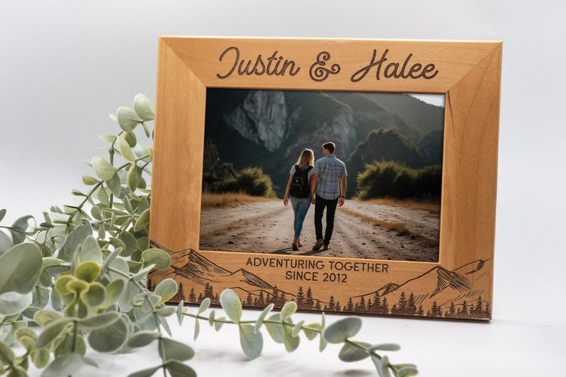 Adventure-themed Wooden Picture Frame - Custom Engraved Adventure Photo ...