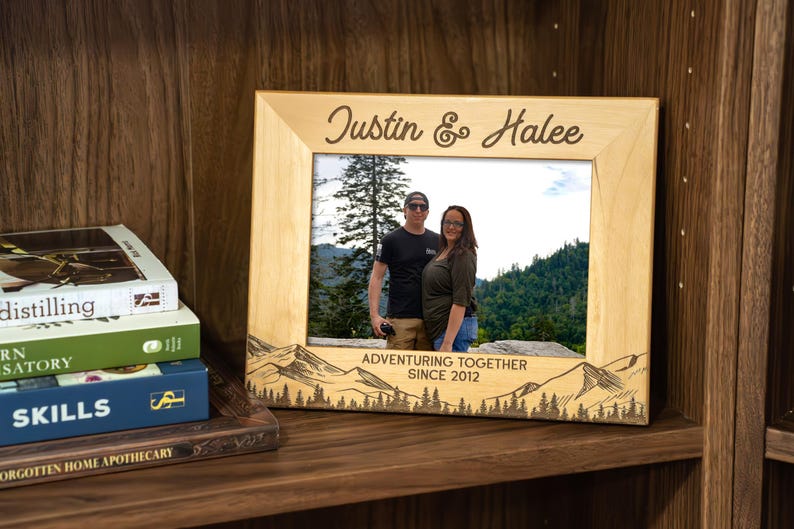 Adventure-themed Wooden Picture Frame - Custom Engraved Adventure Photo ...