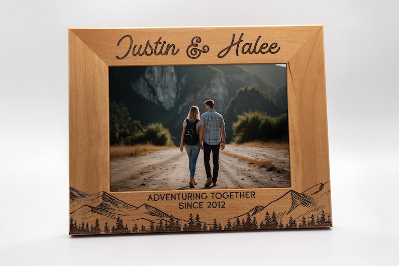 Adventure-themed Wooden Picture Frame - Custom Engraved Adventure Photo ...