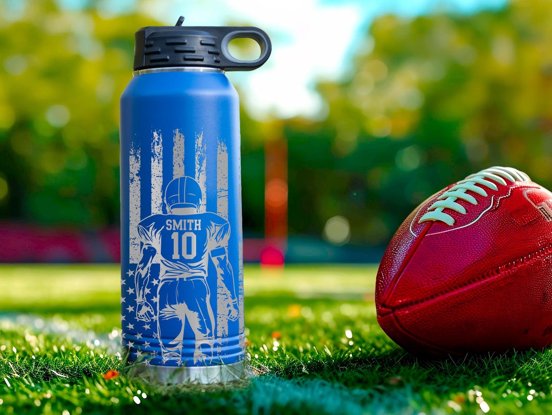 Personalized Football Player Water Bottle | Custom Sport Water Bottle ...