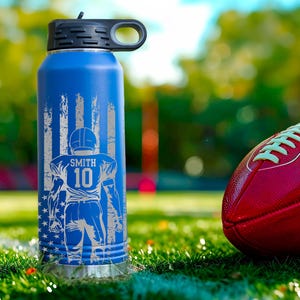 Personalized Football Player Water Bottle | Custom Sport Water Bottle with Player Name &Number  Football Gift for Athletes, Fans, Parent