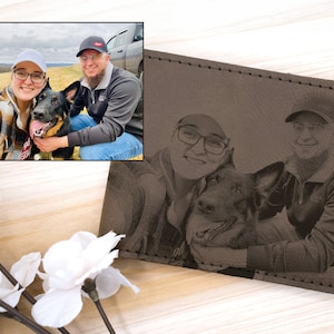 Cartera plegable con foto hecha a mano - Cartera personalizada para hombre con imagen personalizada - Regalo único para él - Cartera plegable de cuero personalizable