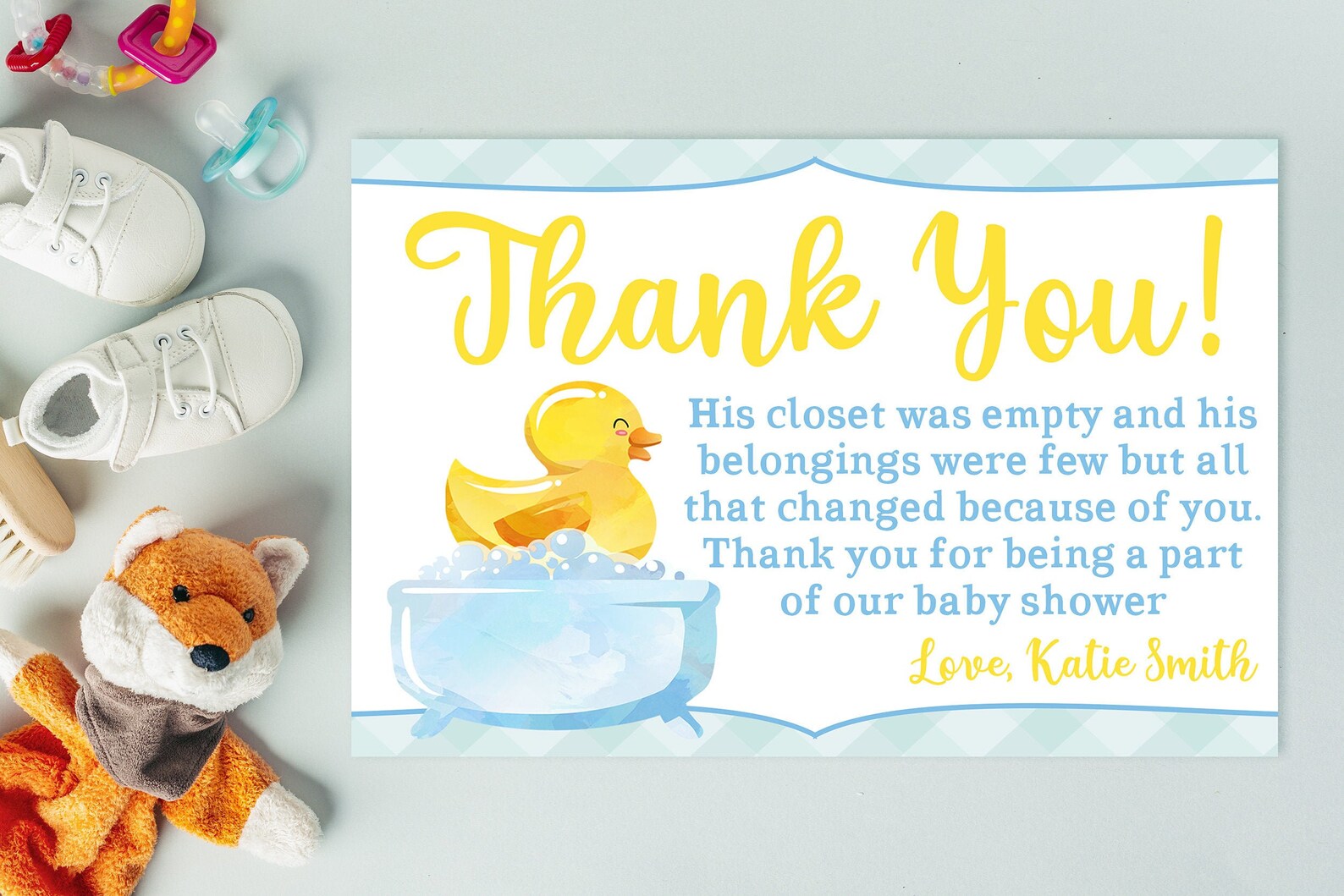 Duck Baby Shower Thank You Card Rubber Duck Bubble Bath Etsy