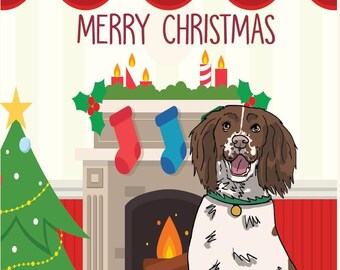 Springer Spaniel Merry Christmas Greetings card