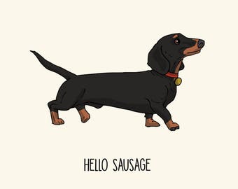 Dachshund Greetings card: Hello Sausage