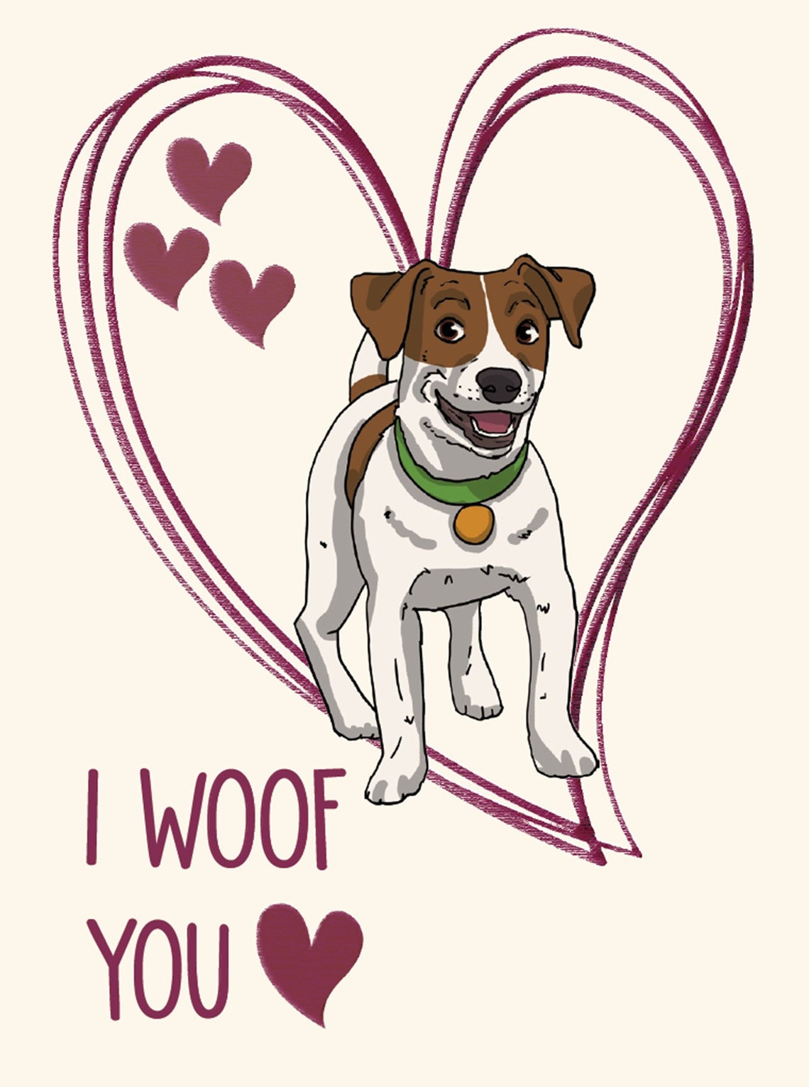 Jack Russell Valentine's Card I Woof You Etsy