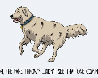 Golden Retriever Postcard: Oh, the fake throw?....Didn't see that one coming