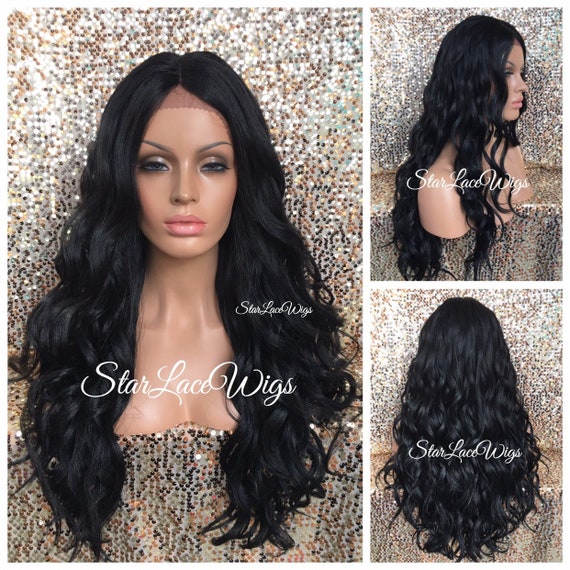 Lace Front Wig Black Brown Long Wavy Curly Layers Etsy