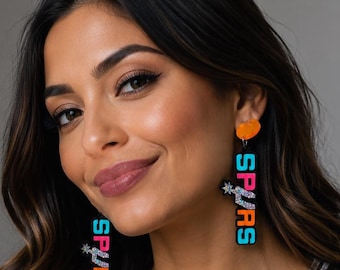 San Antonio Multi color Basketball Earrings
