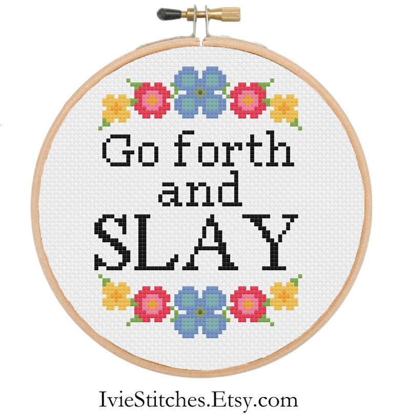 Slay Cross Stitch Pattern Counted Cross Stitch Pattern Funny Etsy
