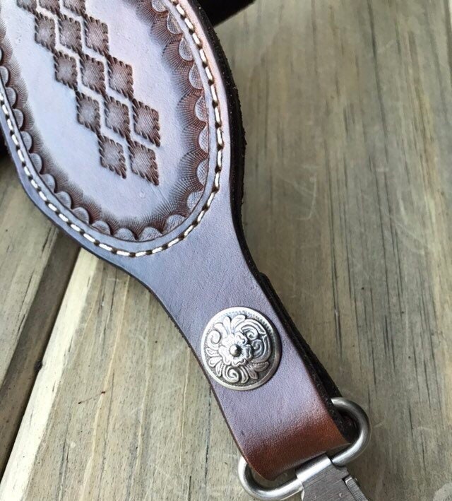 Cobra Padded Leather Rifle Sling in Brown, Hand Tooled and Polished