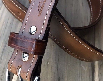 Leather Gun Belt in Walnut (1.5-inch width)