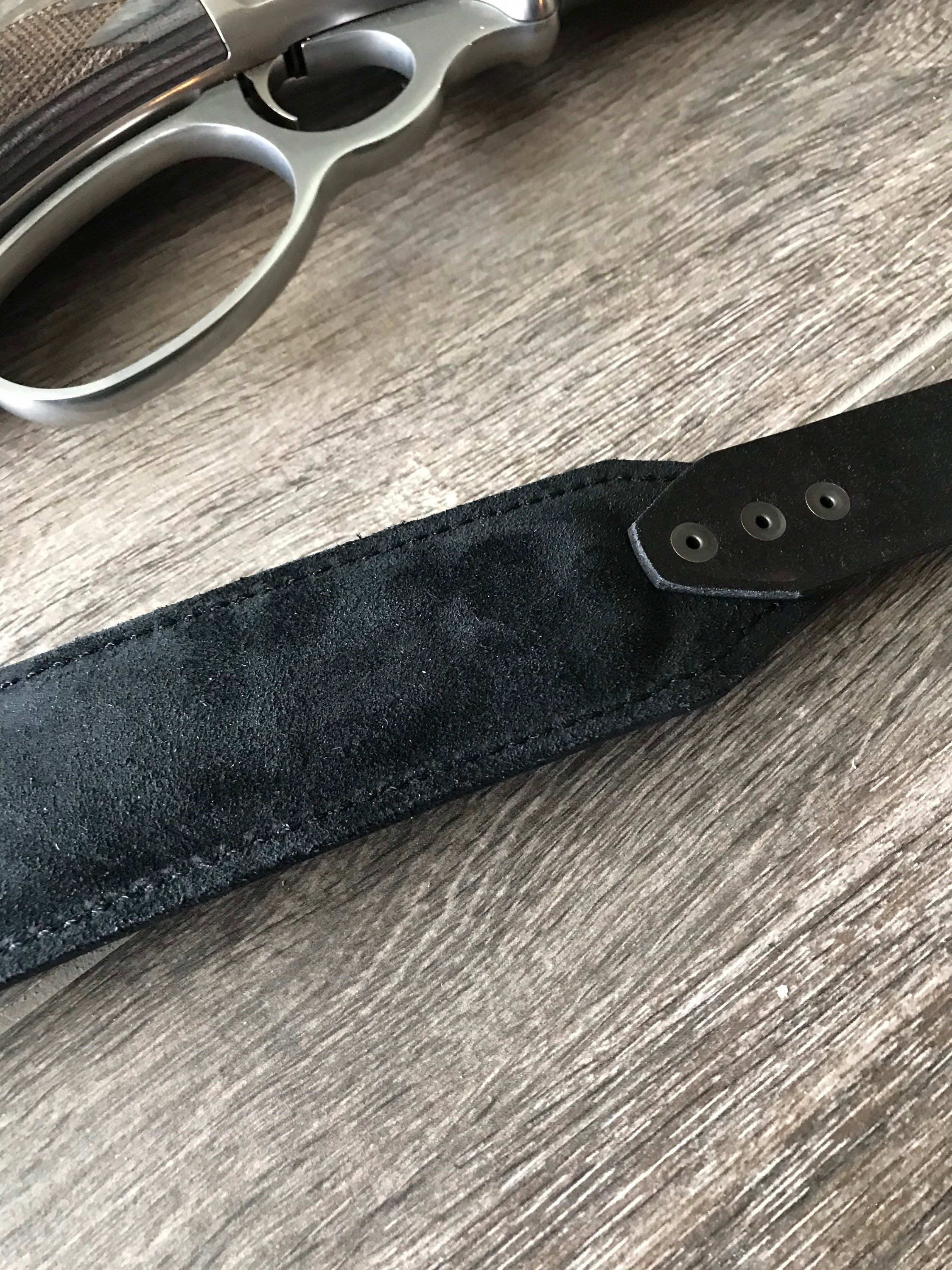 Handtooled Leather Rifle Sling, Finished in Antique Smoke (Gray/Black