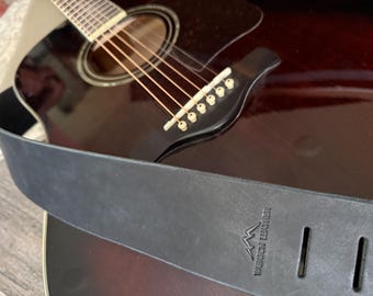 Black Leather Guitar Strap