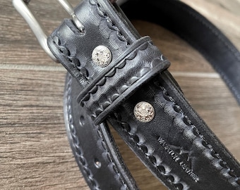 Mid-weight Black Leather Gun Belt (1.5-inch width)