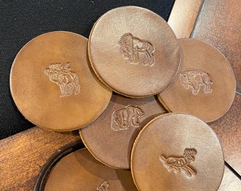 Western Wildlife Leather Coasters