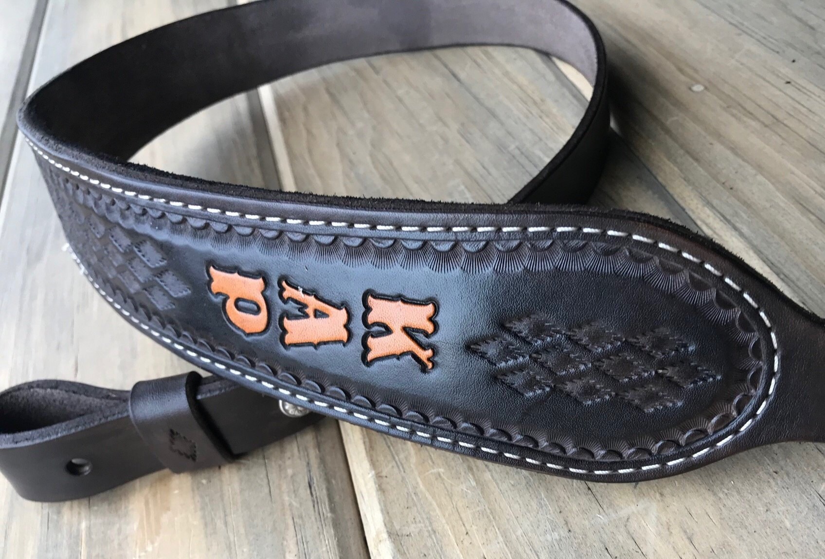 Customized Cobra Padded Leather Rifle Sling Black with Smoke Gray