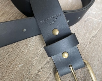 1.5” Water Buffalo Leather Belt in Black (Vaious Buckle Colors)