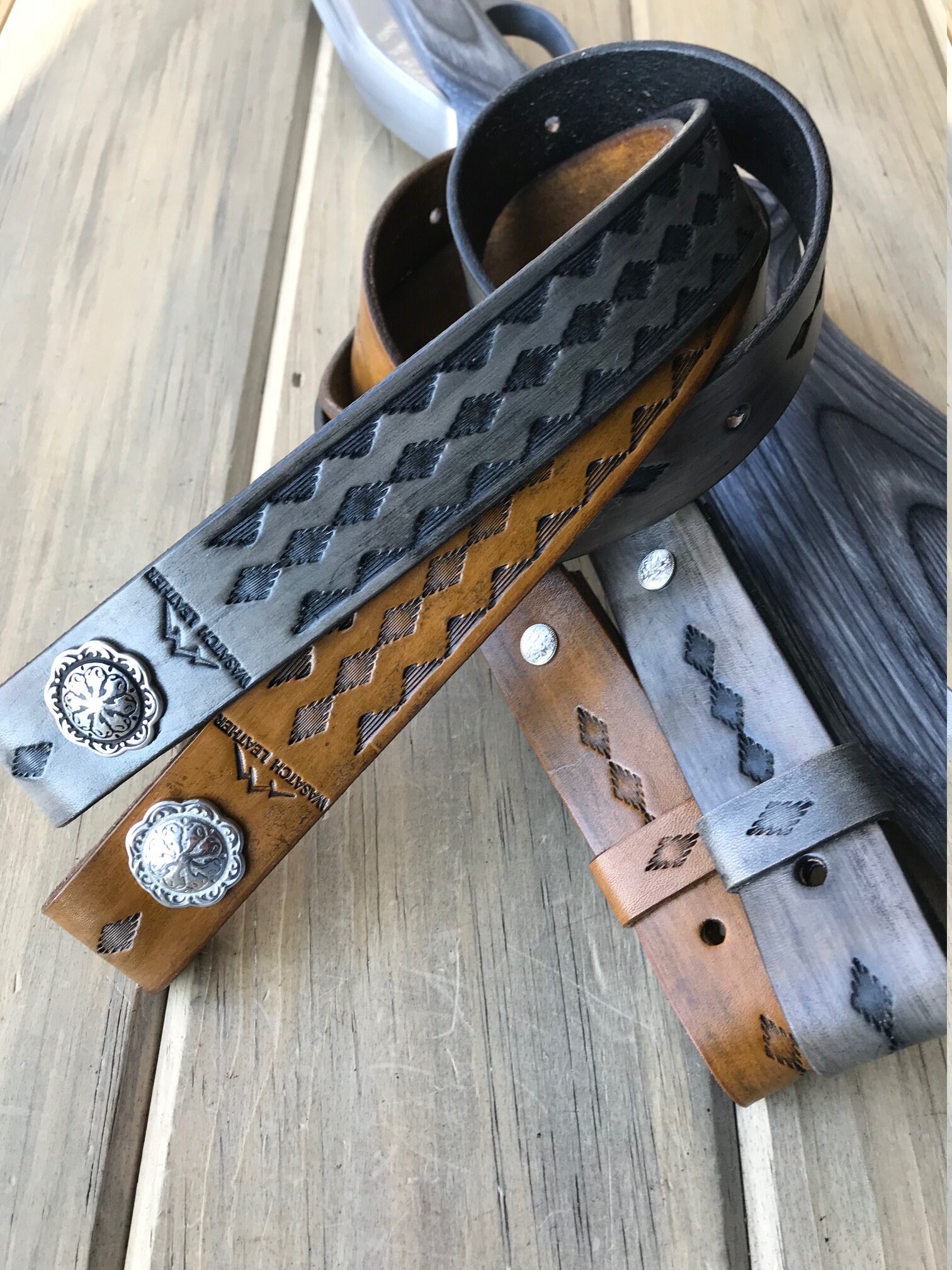 Leather Rifle Sling, Handtooled Gun Sling, Finished in Antique Smoke