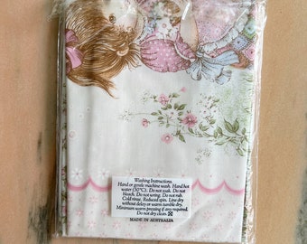 Vintage Deadstock Little Girl and Animals Pillowcase - Children’s Bedding - 80s Pillowcase