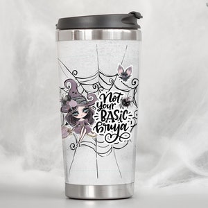 Bruja Mug | Halloween Tumbler | Witch Tumbler | Basic Witch Tumbler | Resting Witch Face | Witchy Gifts | Witch Travel Mug | Pastel Witch
