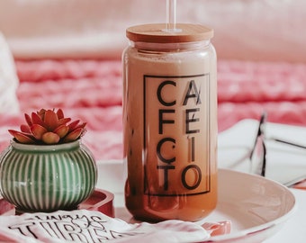 Chicana | Cafecito con Chisme | Iced Coffee Cup | Glass Can Tumbler with Straw | Latina AF | Beer Can Glass | Iced Coffee Glass