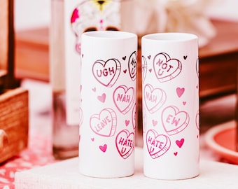 Heart Shot Glass Set, Anti Valentines Day, Galentines Day Gift, Funny Valentines Day Gift For Her