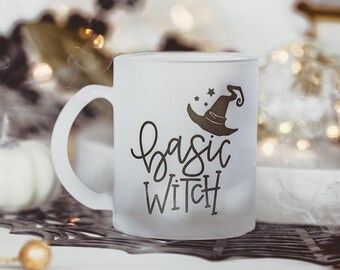 Visage de sorcière au repos | Tasses d'Halloween | Coupe de sorcière | Coupe de sorcière de base | Cadeaux de sorcière | Tasse d'automne | Tasse de sorcière de base | Tasse en verre