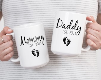 Nieuwe mokset mama en papa | Mom and Dad To Be koffiemokken | Cadeau voor ouders | Mok zwangerschapsaankondiging | Koffiemokken voor nieuwe ouders