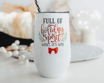 Bicchieri da vino di Natale / Bicchiere di Natale / Festivo AF / Divertente regalo segreto di Babbo Natale / Bicchieri da vino senza stelo / Regalo di Natale per lei