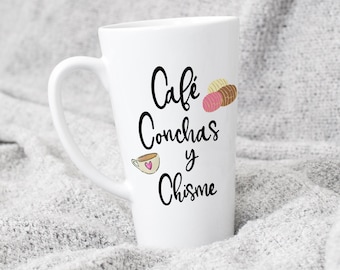 Chismosa Coffee Mug | Café, Conchas y Chisme Coffee Mug | Spanish Coffee Mug | Café con Chisme Mug | Gift for a Chismosa | Gift for a Latina
