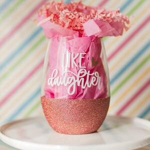 Like Mother Like Daughter Personalized Wine Glasses | Gift For Mom | Mother's Day From Daughter | Mommy and Me Stemless Wine Glasses Like Daughter only