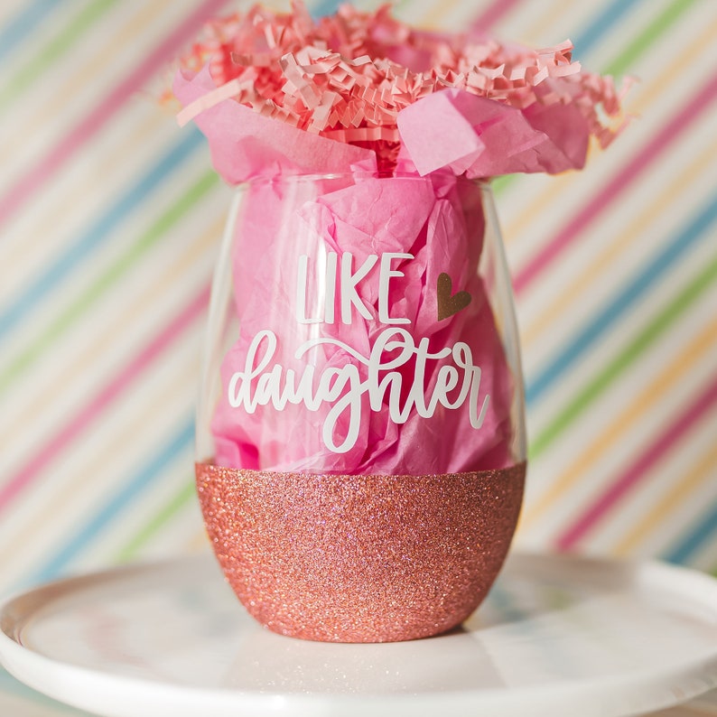 Like Mother Like Daughter Personalized Wine Glasses | Gift For Mom | Mother's Day From Daughter | Mommy and Me Stemless Wine Glasses Like Daughter only
