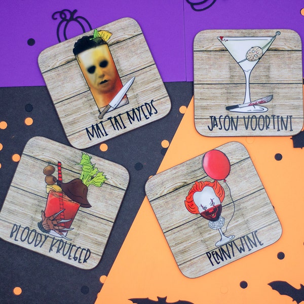Halloween Coaster  | Halloween Bar Decor | Hardboard Coaster | Funny Coaster  | Halloween Decor | Horror Movie Gift | Halloween Hostess Gift