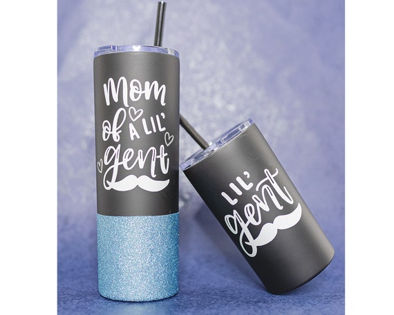 Mommy and Me Glitter Tumbler With Straw Mommy and Me Cups Boy Mom