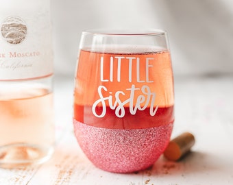 Glitter Stemless Wine Glasses for Little Sister Moving Gift for