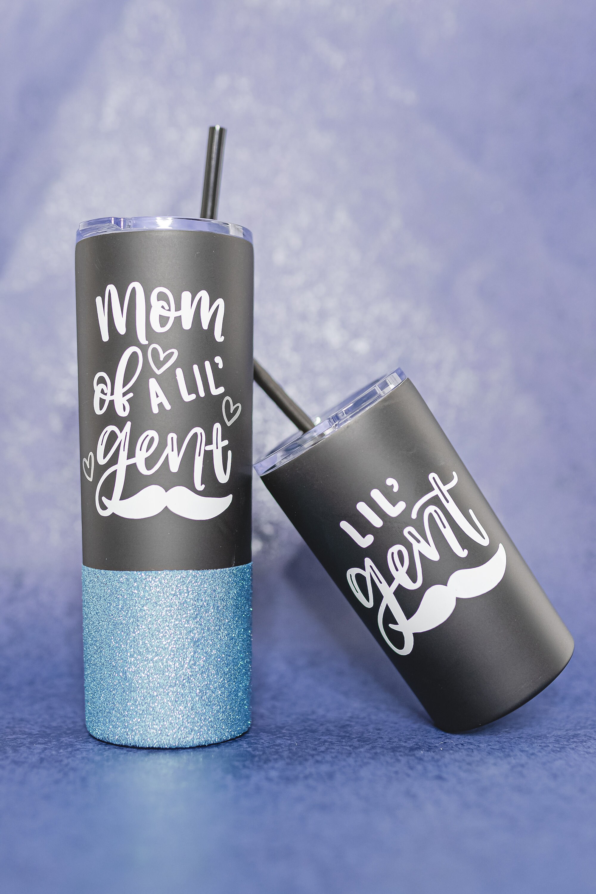 Mommy and Me Glitter Tumbler With Straw Mommy and Me Cups Etsy